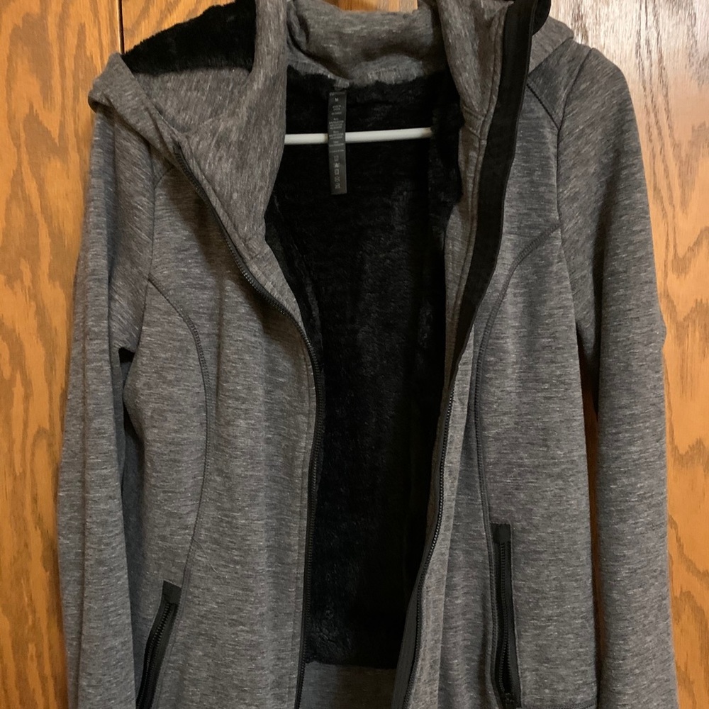 Zip-up fuzzy sweatshirt